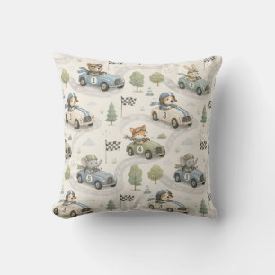 Coussin Voitures de course et petits animaux enfants doux