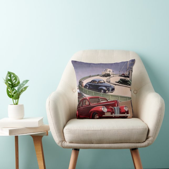 Coussin Voitures d'époque, Voyage sur la route des berline (Chaise)