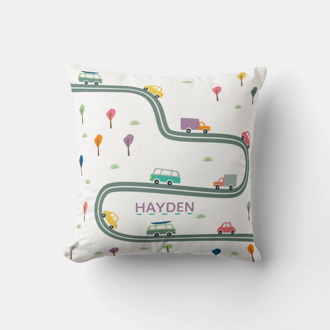 Coussin Voitures et véhicules Route des vents Enfants pers (Recto)