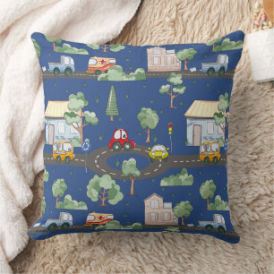 Coussin Voitures mignonnes en Ville Motif pour petits garç