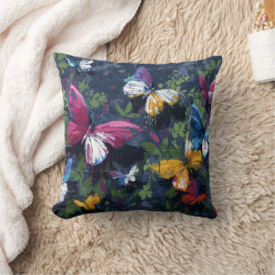 Coussin Vol de papillon abstrait vibrant (1)