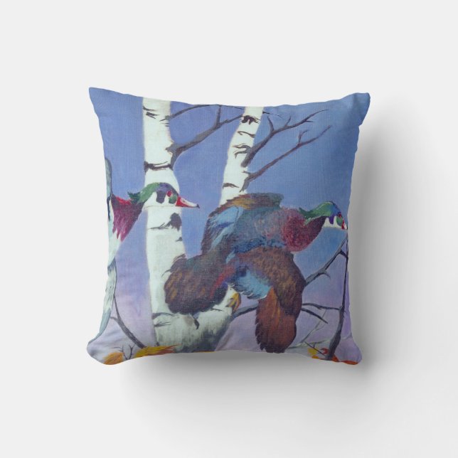 Coussin Vol de Wood Ducks dans Sky (Recto)