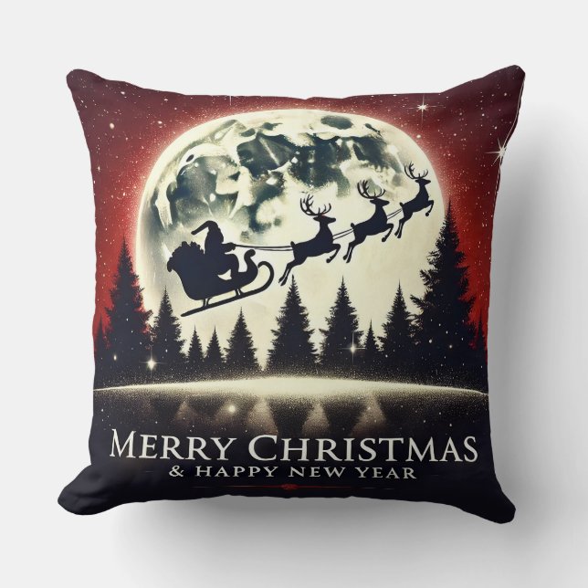 Coussin Volant Silhouetté Père Noël et Reindeer (Recto)