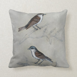 Coussin Volière argentée   une paire d'oiseaux