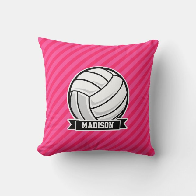 Coussin Volley-ball sur Neon Pink Stripes (Recto)