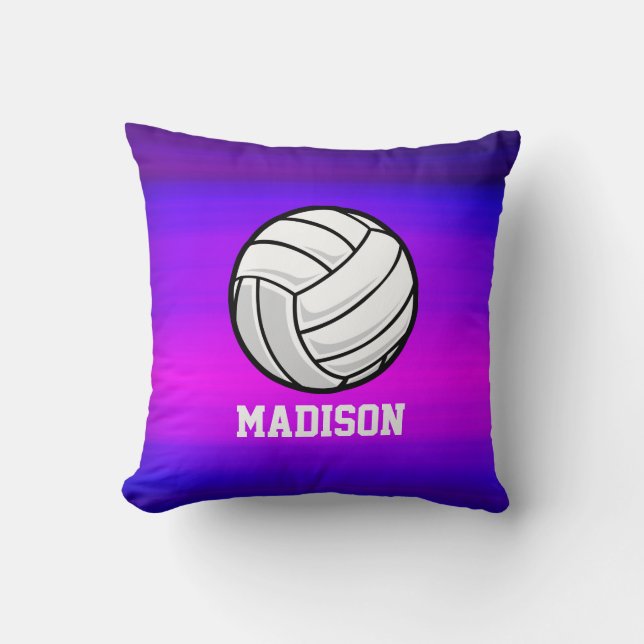 Coussin Volley-ball; Violet bleu vibrant et Magenta (Recto)
