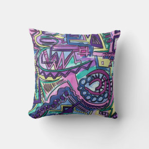 Coussin Volonté Libre - Art Abstrait Peint à la Main