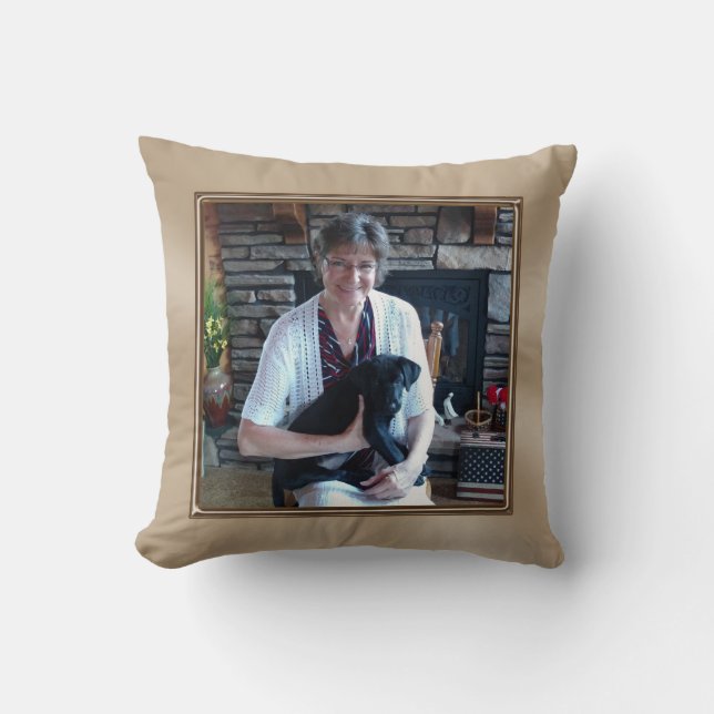 Coussin Vos 2 photos personnalisées se reposent ici (Recto)