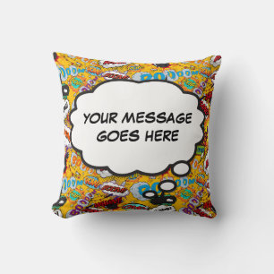 Coussin Votre bulle de pensée de message drôle rétro bande