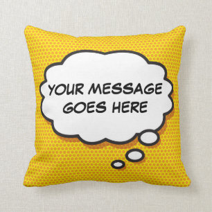 Coussin Votre bulle de pensée de message drôle rétro bande