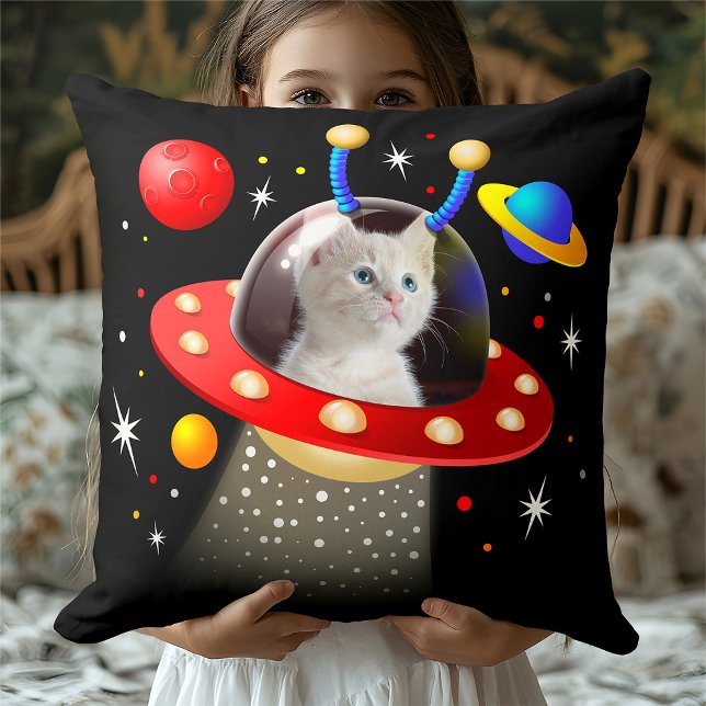 Coussin Votre chat dans un vaisseau spatial Alien UFO Sci  (Créateur téléchargé)