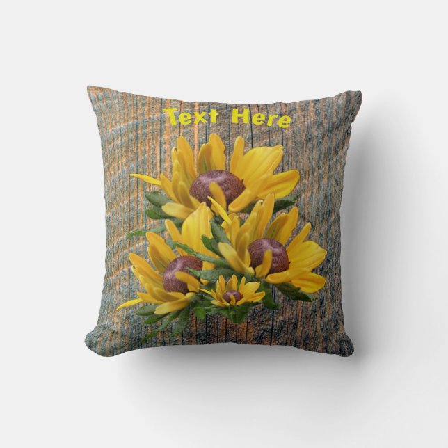 Coussin Votre Fleur de marguerite de texte personnalisée (Recto)