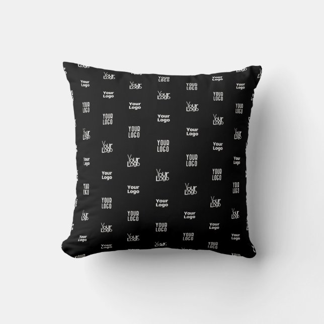 Coussin Votre logo | 3 Logo Motif Design modifiable noir (Recto)