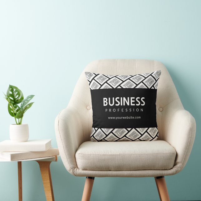Coussin Votre logo Motif et nom commercial modifiable (Chaise)