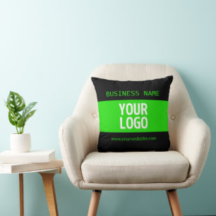 Coussin Votre logo ou image   Noir et vert brillant
