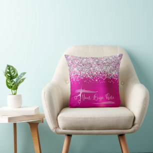 Coussin Votre Logo Parties scintillant Argent Chaud Rose G