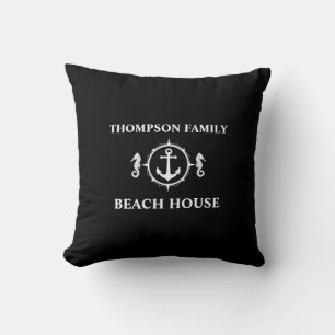 Coussin Votre nom Beach House Seahorse Ancre Black sh0a