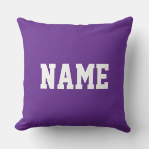Coussin VOTRE NOM Texte Athlétique Amusant Sur Fond Violet