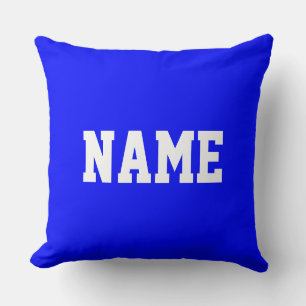 Coussin Votre nom Texte Athlétique Amusant Sur Un Bleu Roy