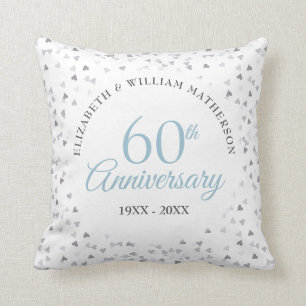 Coussin Votre photo de mariage 60e anniversaire Cœurs