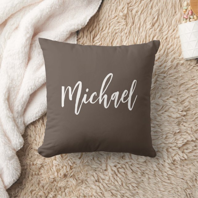 Coussin Votre propre nom Élégante calligraphie Brown (Couverture)