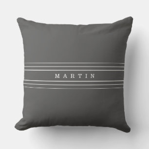 Coussin Votre texte personnalisé et vos bandes modernes   