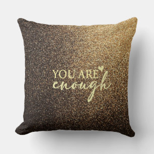 Coussin Vous êtes assez Noir et Or Paillettes Inspirationn