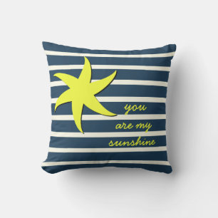 Coussin vous êtes mon soleil ; Bandes Bleues, Poisson jaun