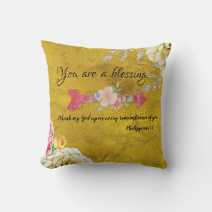Coussin Vous êtes une Bénédiction avec I Thank God KJV Ecr
