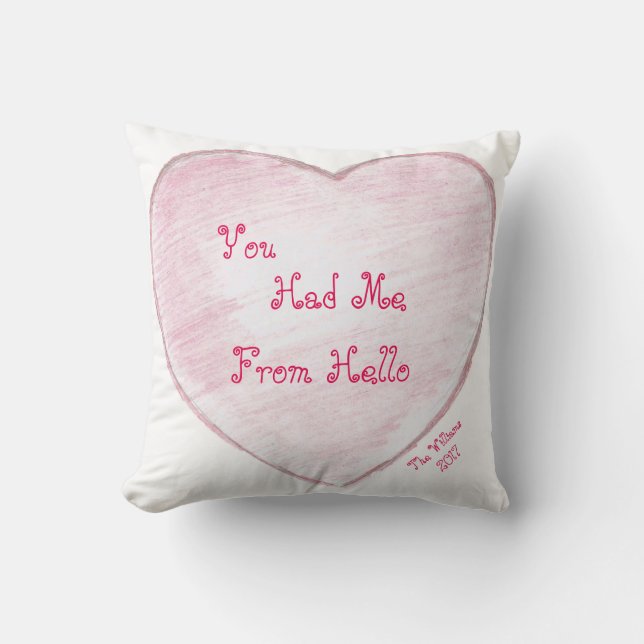 Coussin Vous m'avez eu bonjour du coeur de papier (Recto)