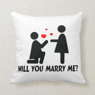 Coussin Vous m'épouserez avez plié la femme de genou et la