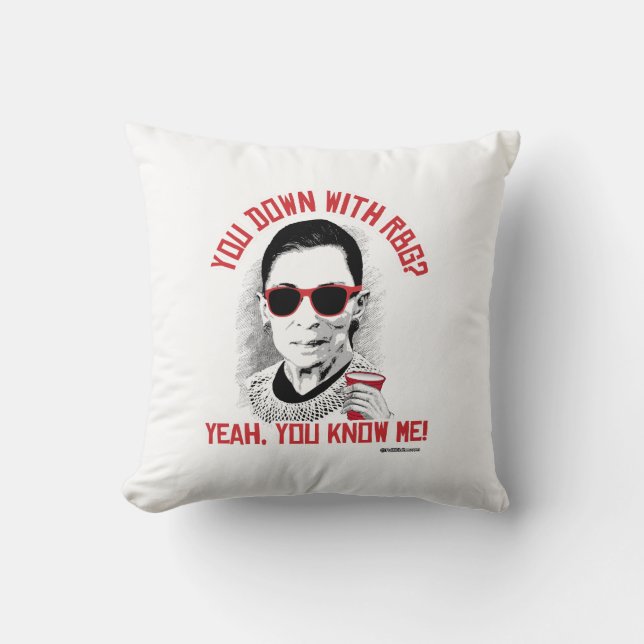 Coussin Vous vers le bas avec RBG ouais vous me connaissez (Recto)