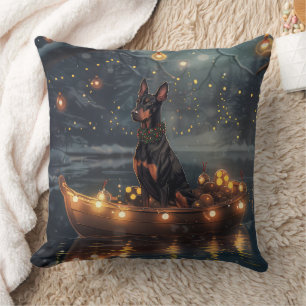 Coussin Voyage de Noël festif du Doberman