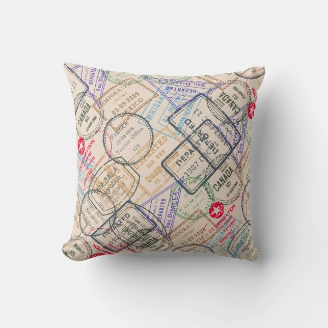 Coussin Voyage de timbres de passeport (Recto)