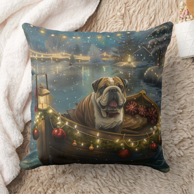 Coussin Voyage du festival de Noël de Bulldog (Couverture)