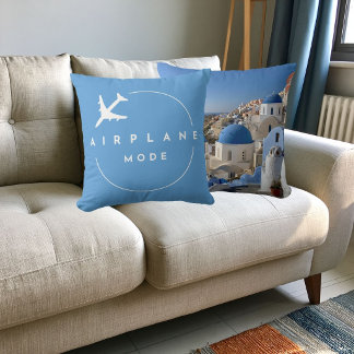 Coussin Voyage Mode Avion Moderne Bleu Photo Personnalisée