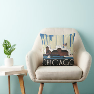 Coussin Voyage sur mesure à Chicago Tout dans la silhouett