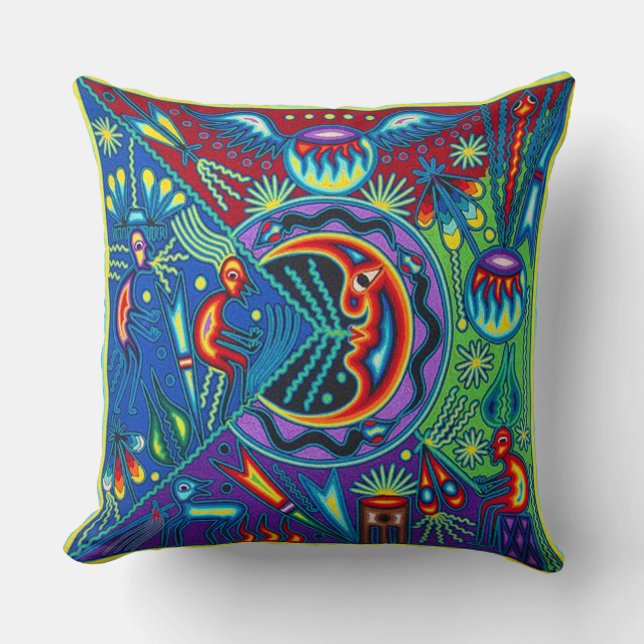 Coussin Voyage tribal maya mexicain de Boho d'art d'Oaxaca (Recto)