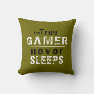 Coussin Vrai Gamer ne dort jamais Typographie Gamer