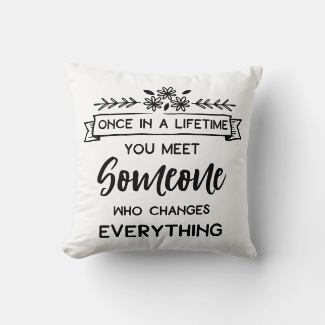 Coussin Vraie citation d'amour Mariage Fiançailles noir (Recto)