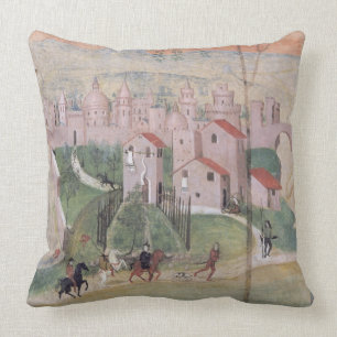 Coussin Vue de la ville de Prato, détail de la