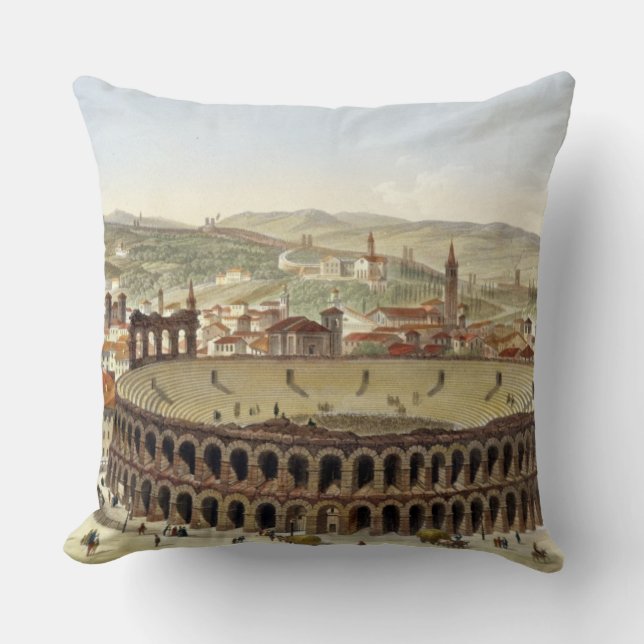 Coussin Vue de l'amphithéâtre romain, Vérone, b gravé (Recto)