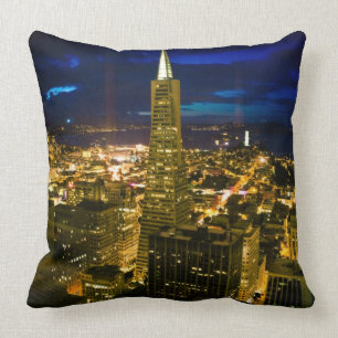 Coussin Vue de nuit de San Francisco.