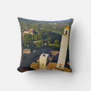 Coussin Vue depuis la tour, San Gimignano, Sienne, Toscane