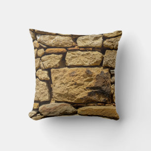 Coussin Vue d'un vieux mur avec pierres jaunes, abstrait,
