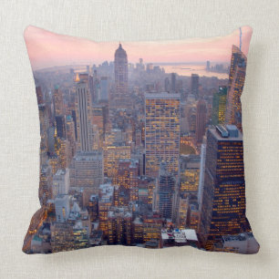 Coussin Vue large de Manhattan au coucher du soleil