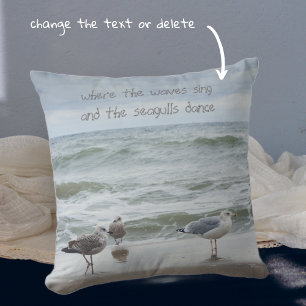 Coussin Vue mer : vagues et mouettes