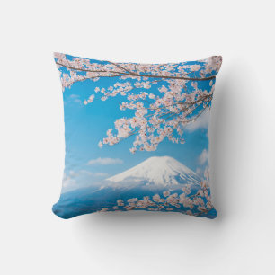 Coussin Vue sur le Mont Fuji aux fleurs de cerisiers