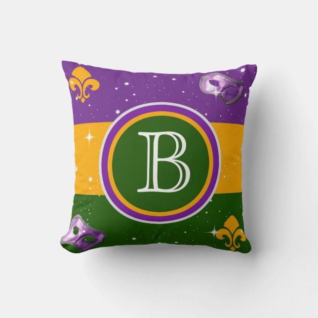Coussin w/mask et fleur de lis de monogramme de (Recto)