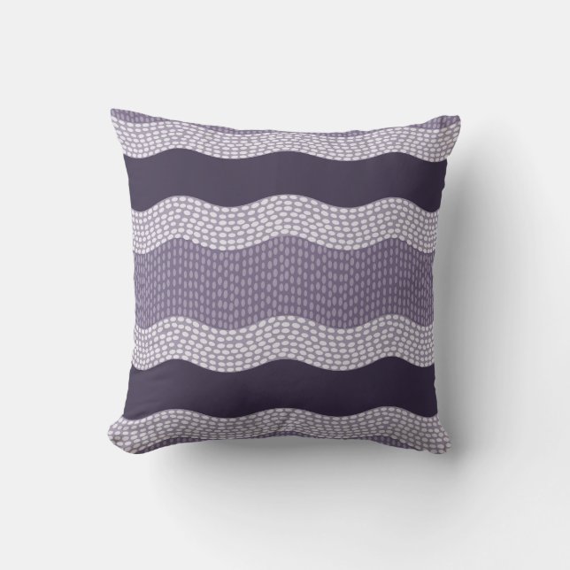 Coussin Wabi Sabi Rivière Abstraite Wavy, aubergine, Lilac (Recto)